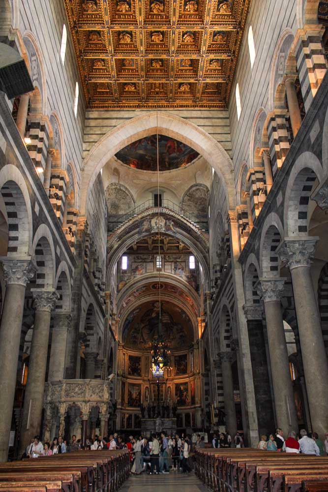 An inside view of the Cathedral of Santa Maria Assunta in Pisa in Italy