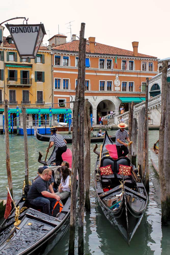 Gondola station in Venice in Italy