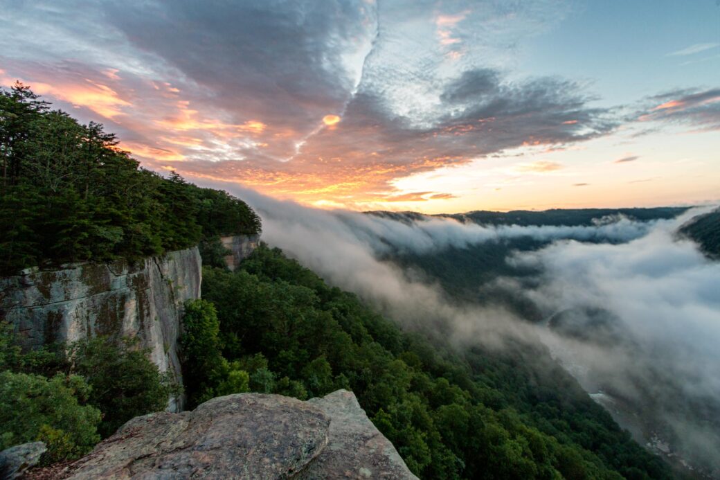 Sunrise at Endless Loop Trail New River Gorge in West Virginia