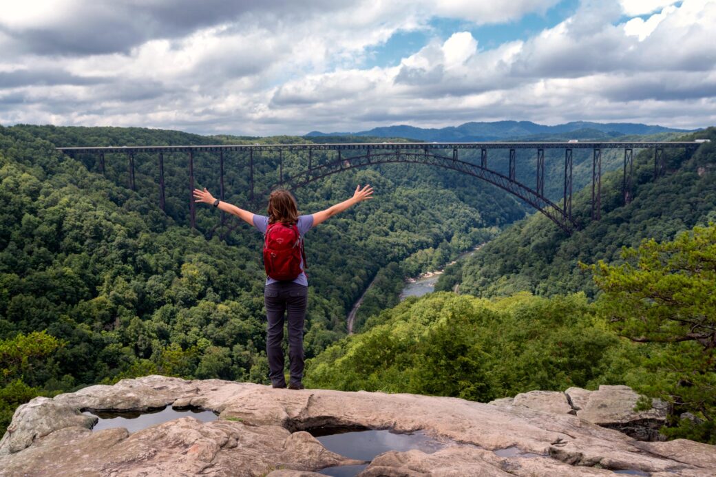 Overlook at Long Point Trail at New River Gorge in West Virginia