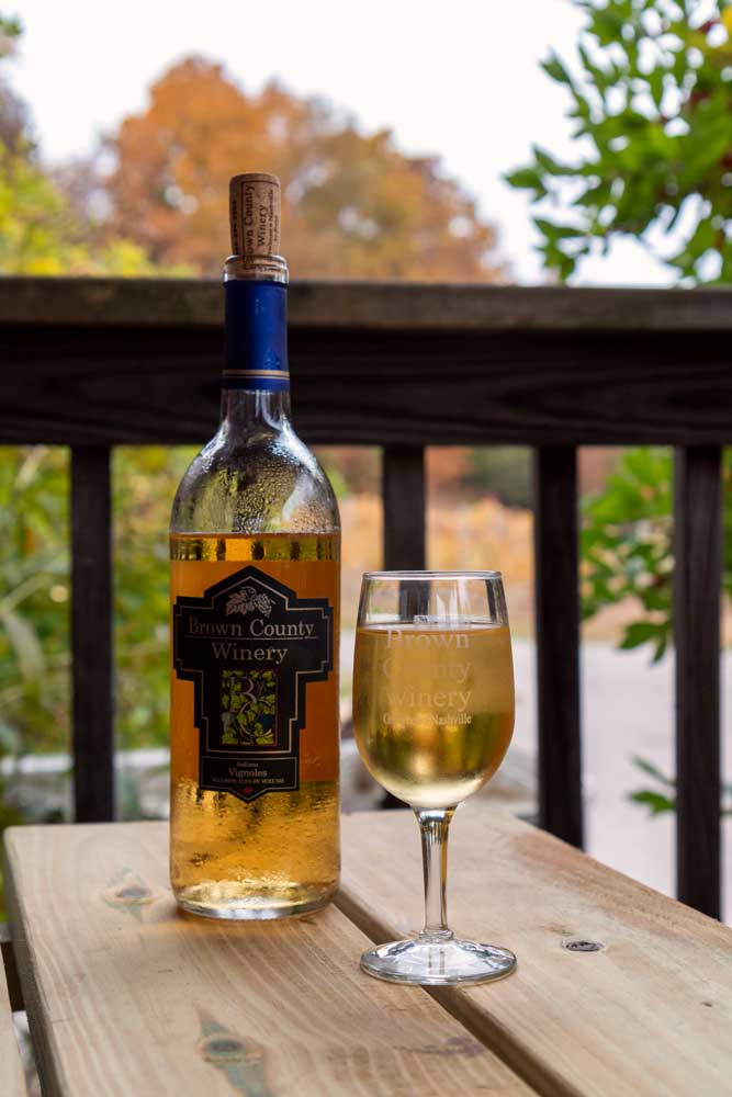 Semi-dry white wine at Brown County Winery in Indiana