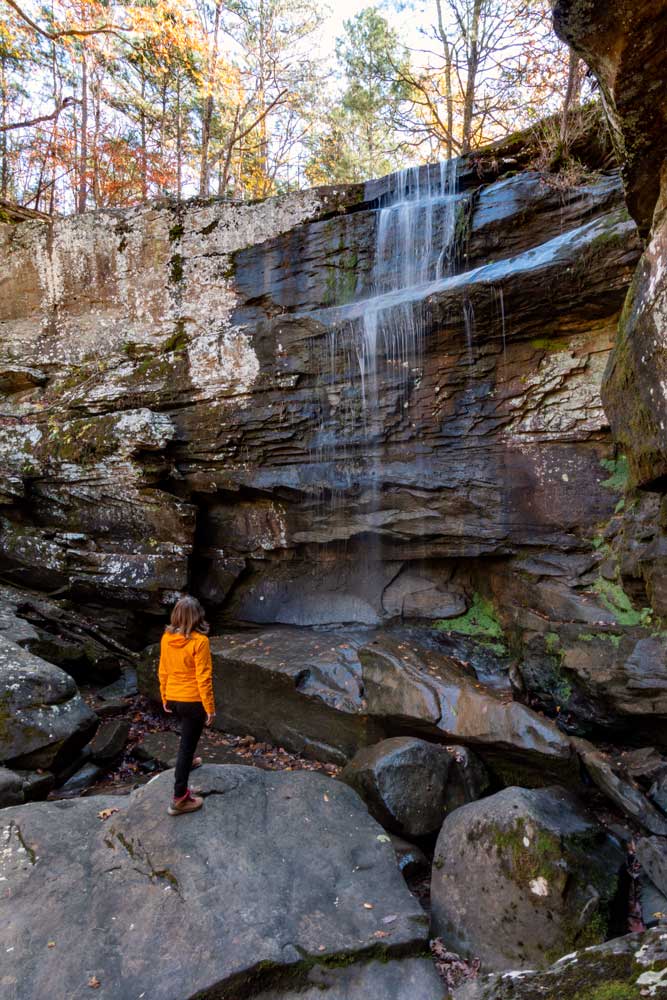 Burden Falls Trail in Shawnee National Forest featuring a waterfall