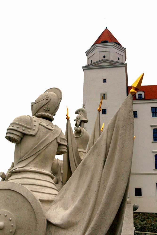 Angle view of one of the towers of Bratislava Castle