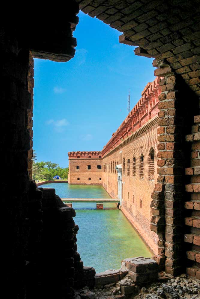 Peeking through the window at Fort Jefferson Fort at Dry Tortugas National Park