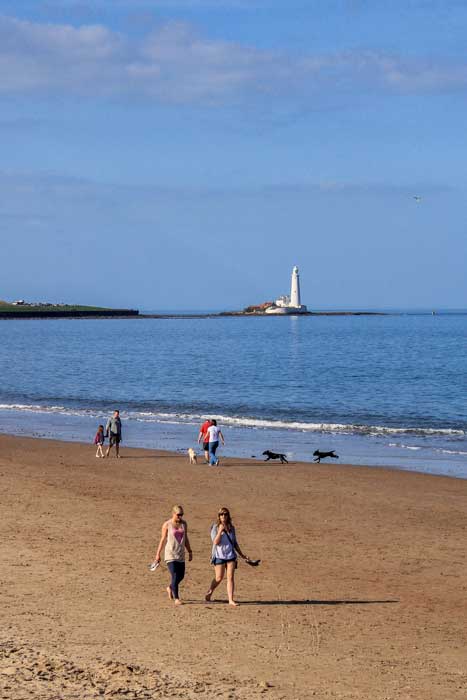 Whitley Bay beach with St. Mary's lighthouse