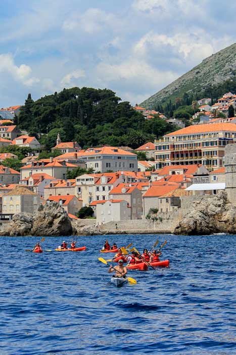 View from Dubrovnik city walls from a kayak