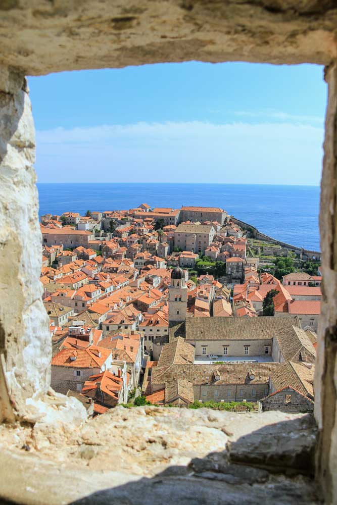 View from Dubrovnik city walls with Croatian coastline