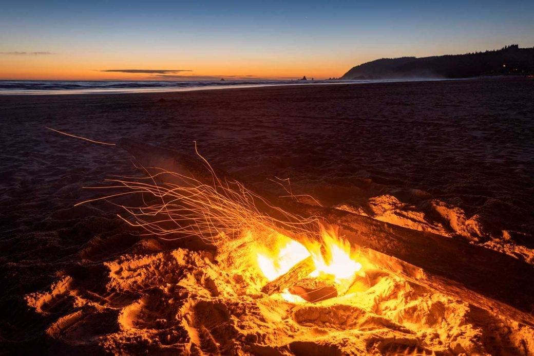 Bonfire at Cannon Beach in Oregon