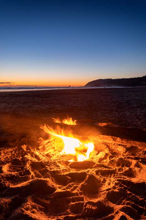 Bonfire at Cannon Beach in Oregon