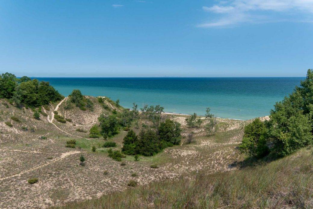 Indiana Dunes and Lake Michigan view from Trail number 9