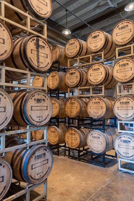Oak barrels at St. Augustine distillery