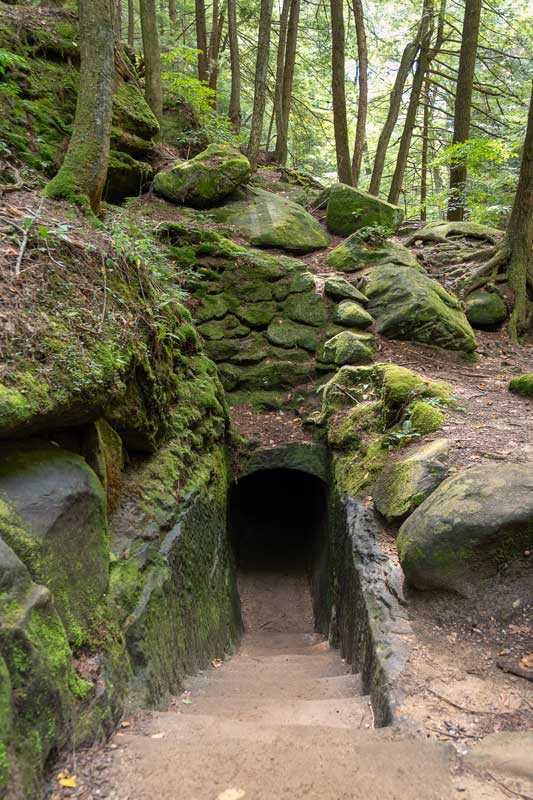 Tunnel on a way to Old Man's Cave in Hocking Hills State Park in Ohio