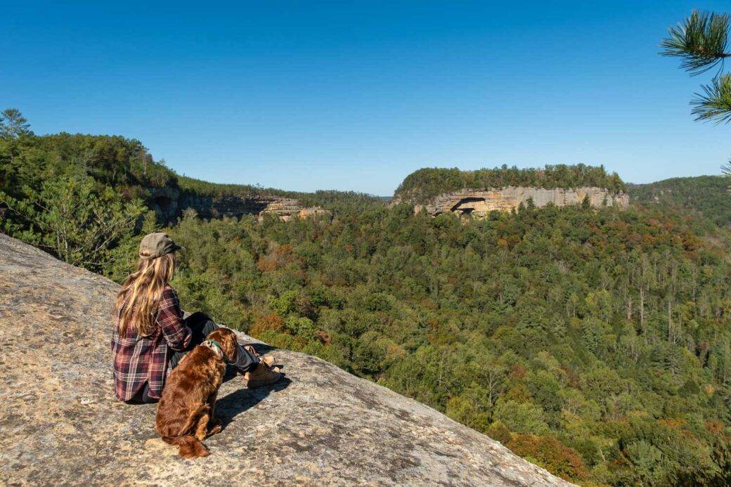 Views from Pinch-em Tight to Hanson's Point trail in Red River Gorge in Kentucky